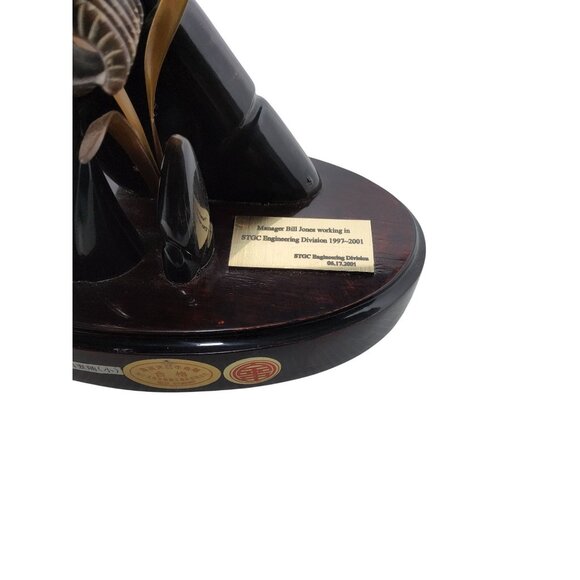 Vintage Hainan Natural Hand Carved Sculpted Twin Bird On A Log Of Ox Horn - Picture 8 of 9